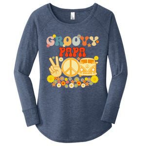 Groovy Papa Retro Matching Family Baby Shower Fathers Day Gift Women's Perfect Tri Tunic Long Sleeve Shirt