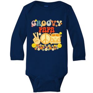 Groovy Papa Retro Matching Family Baby Shower Fathers Day Gift Baby Long Sleeve Bodysuit