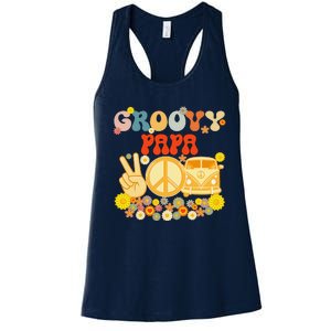 Groovy Papa Retro Matching Family Baby Shower Fathers Day Gift Women's Racerback Tank