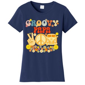 Groovy Papa Retro Matching Family Baby Shower Fathers Day Gift Women's T-Shirt