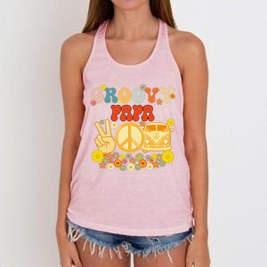 Groovy Papa Retro Matching Family Baby Shower Fathers Day Gift Women's Knotted Racerback Tank