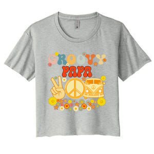 Groovy Papa Retro Matching Family Baby Shower Fathers Day Gift Women's Crop Top Tee