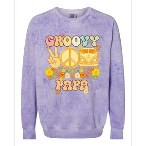 Groovy Papa Retro Matching Family Baby Shower Fathers Day Colorblast Crewneck Sweatshirt