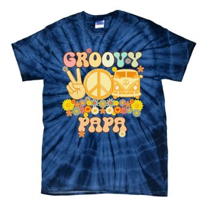 Groovy Papa Retro Matching Family Baby Shower Fathers Day Tie-Dye T-Shirt