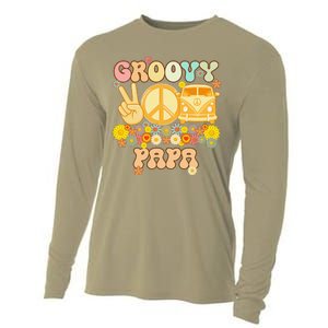 Groovy Papa Retro Matching Family Baby Shower Fathers Day Cooling Performance Long Sleeve Crew