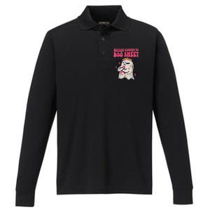 Groovy Pink Ribbon Mom Breast Cancer Is Boo Sheet Halloween Performance Long Sleeve Polo