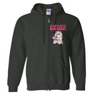 Groovy Pink Ribbon Mom Breast Cancer Is Boo Sheet Halloween Full Zip Hoodie