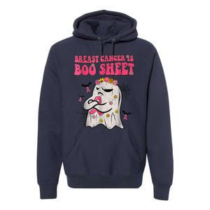 Groovy Pink Ribbon Mom Breast Cancer Is Boo Sheet Halloween Premium Hoodie