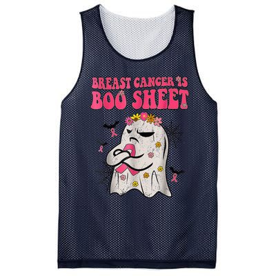 Groovy Pink Ribbon Mom Breast Cancer Is Boo Sheet Halloween Mesh Reversible Basketball Jersey Tank