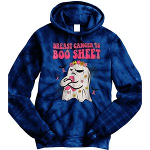 Groovy Pink Ribbon Mom Breast Cancer Is Boo Sheet Halloween Tie Dye Hoodie