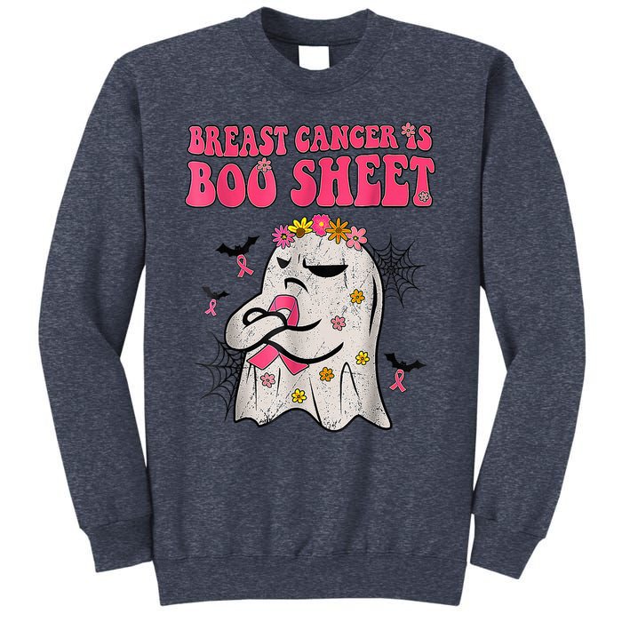 Groovy Pink Ribbon Mom Breast Cancer Is Boo Sheet Halloween Sweatshirt