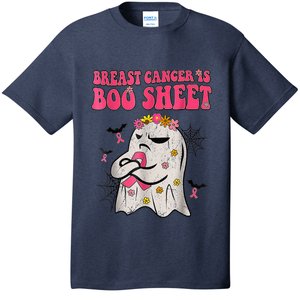 Groovy Pink Ribbon Mom Breast Cancer Is Boo Sheet Halloween T-Shirt