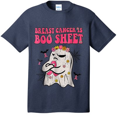 Groovy Pink Ribbon Mom Breast Cancer Is Boo Sheet Halloween T-Shirt