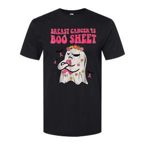 Groovy Pink Ribbon Mom Breast Cancer Is Boo Sheet Halloween Softstyle CVC T-Shirt