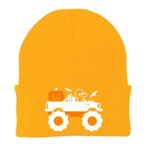 Ghost Pumpkin Riding Monster Truck Lazy Halloween Costume Gift Knit Cap Winter Beanie