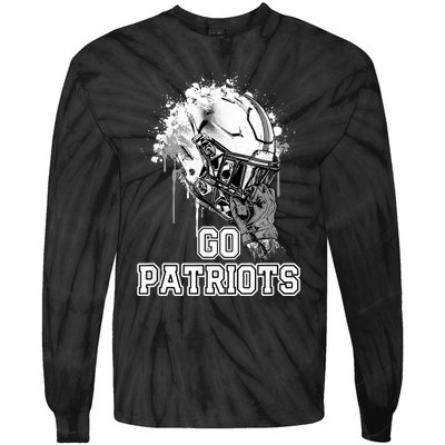 Go Patriots Rising Helmet Henry County High School Tie-Dye Long Sleeve Shirt