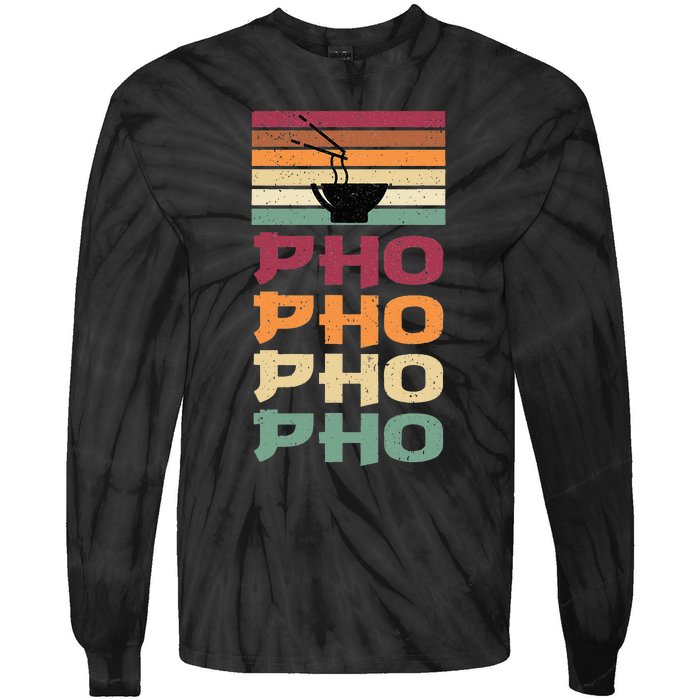 Great Pho Retro Design Food Lover Pho Soup Tie-Dye Long Sleeve Shirt