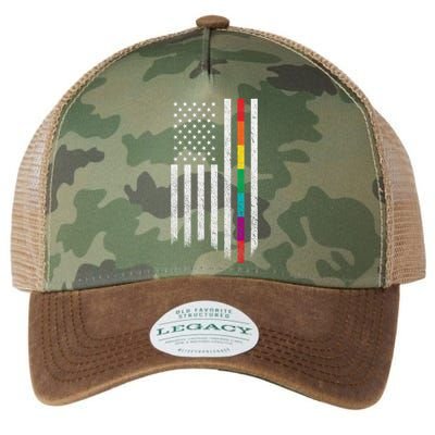 Thin Line Rainbow American Flag Legacy Tie Dye Trucker Hat