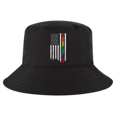 Thin Line Rainbow American Flag Cool Comfort Performance Bucket Hat