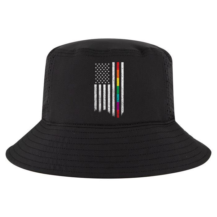 Thin Line Rainbow American Flag Cool Comfort Performance Bucket Hat
