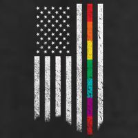 Thin Line Rainbow American Flag 7 Panel Mesh Trucker Snapback Hat