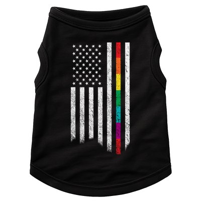 Thin Line Rainbow American Flag Doggie Tank