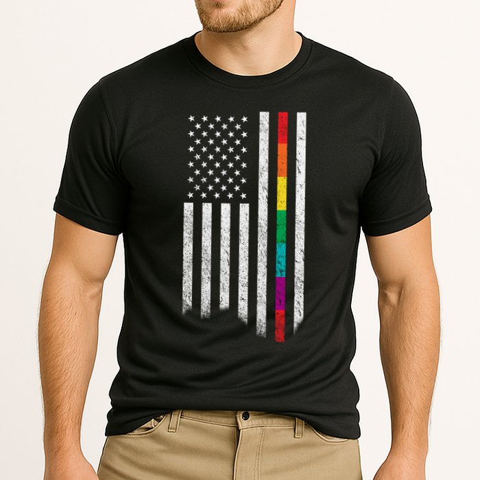 Thin Line Rainbow American Flag Performance Shirt