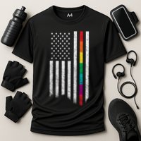 Thin Line Rainbow American Flag Performance Shirt
