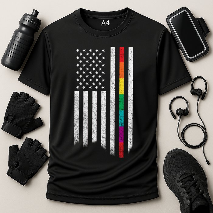 Thin Line Rainbow American Flag Performance Shirt