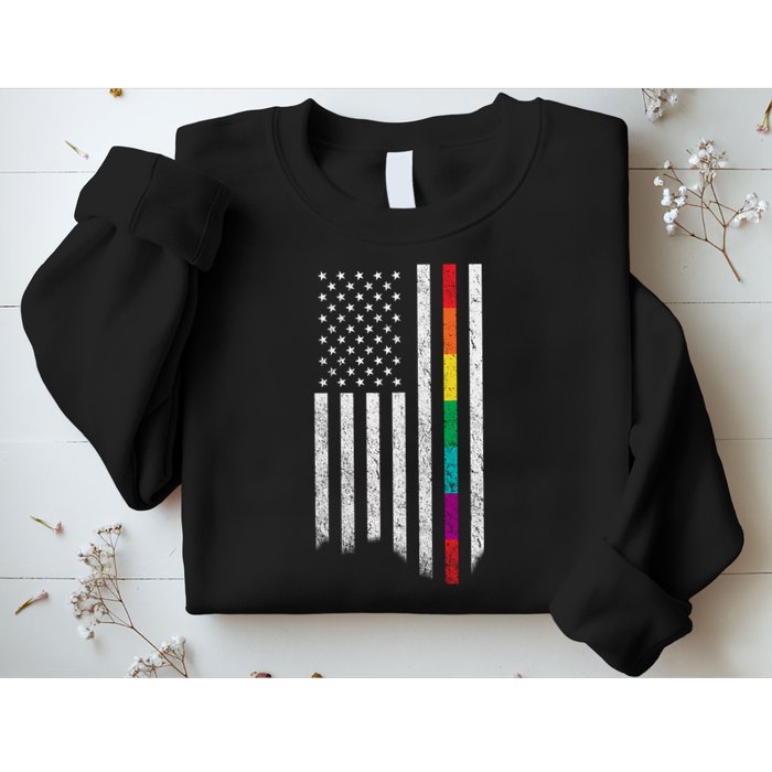 Thin Line Rainbow American Flag Sweatshirt