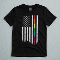 Thin Line Rainbow American Flag T-Shirt