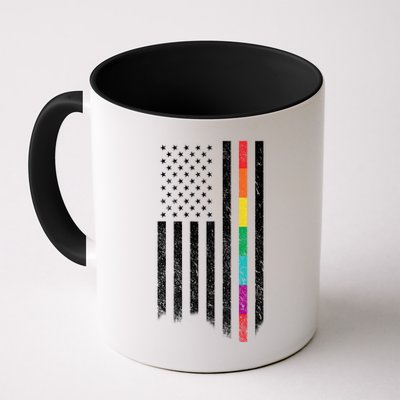 Thin Line Rainbow American Flag Mug