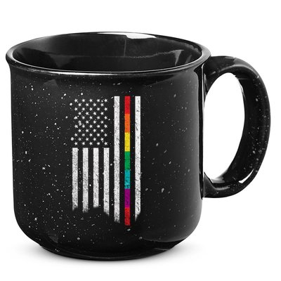 Thin Line Rainbow American Flag 15oz Campfire Ceramic Mug