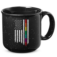 Thin Line Rainbow American Flag 15oz Campfire Ceramic Mug