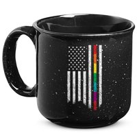 Thin Line Rainbow American Flag 15oz Campfire Ceramic Mug