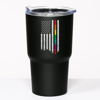 Thin Line Rainbow American Flag Tumbler
