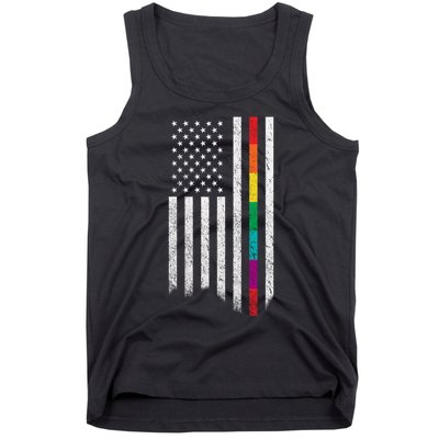 Thin Line Rainbow American Flag Tank Top