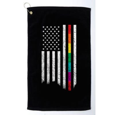 Thin Line Rainbow American Flag Golf Towel
