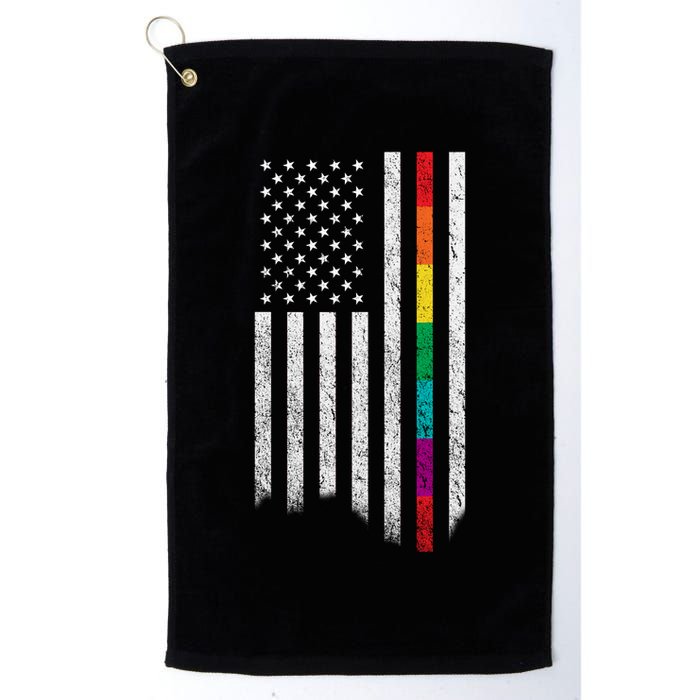 Thin Line Rainbow American Flag Golf Towel