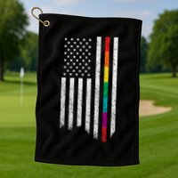 Thin Line Rainbow American Flag Golf Towel