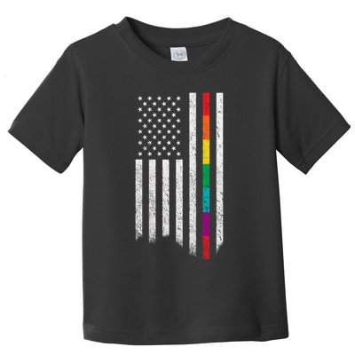 Thin Line Rainbow American Flag Toddler T-Shirt