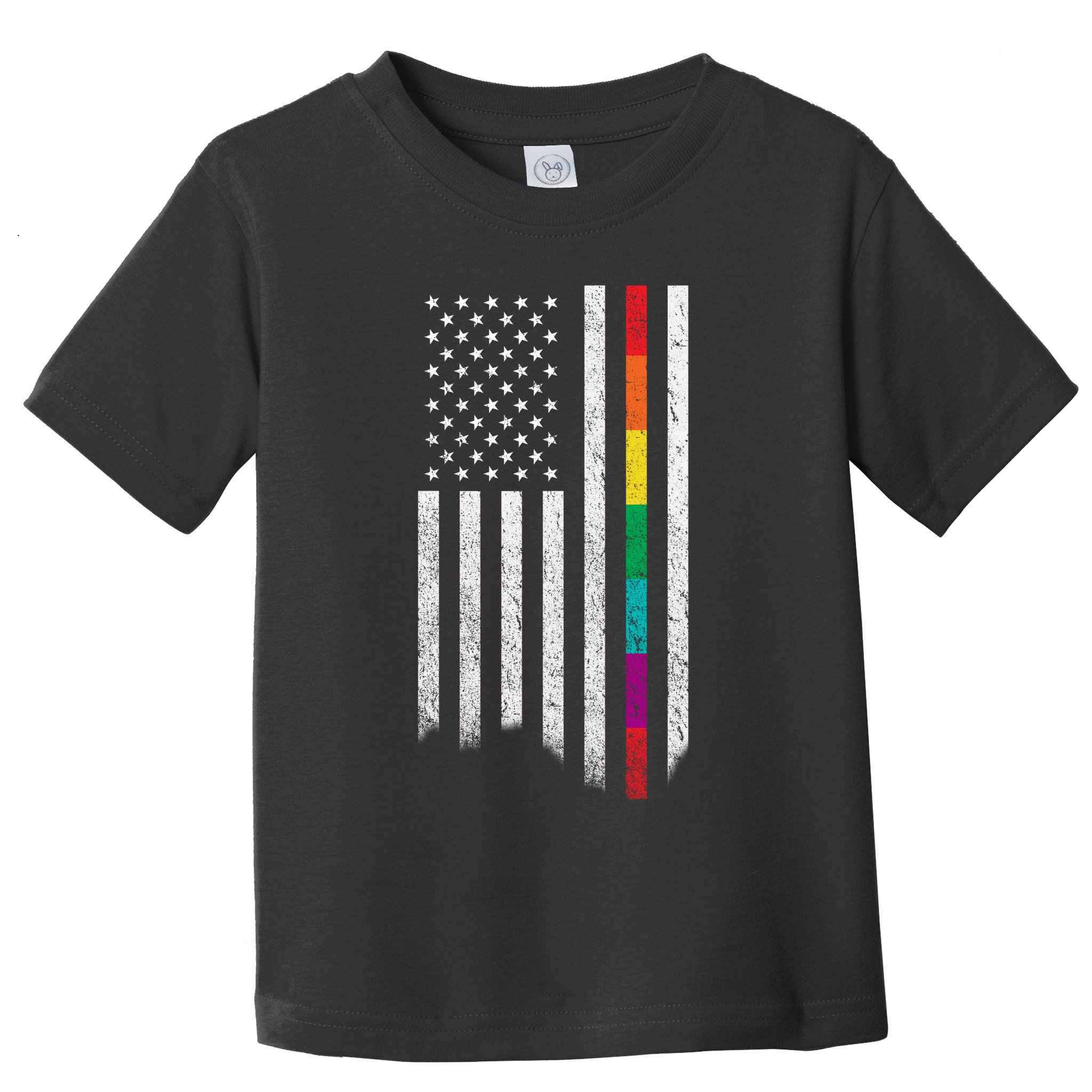 Thin Line Rainbow American Flag Toddler T-Shirt