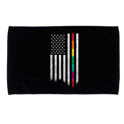 Thin Line Rainbow American Flag Microfiber Hand Towel