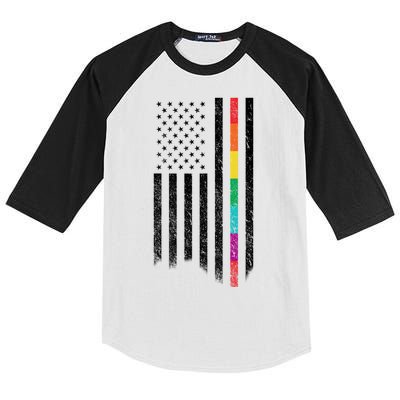 Thin Line Rainbow American Flag Kids Colorblock Raglan Jersey