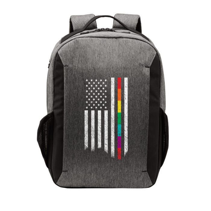Thin Line Rainbow American Flag Vector Backpack