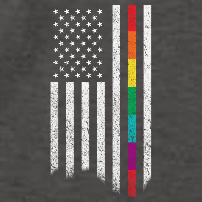 Thin Line Rainbow American Flag Vector Backpack