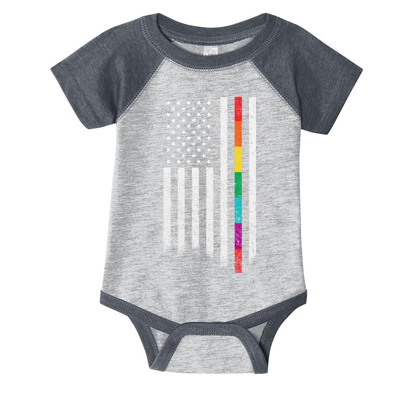 Thin Line Rainbow American Flag Infant Baby Jersey Bodysuit