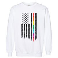 Thin Line Rainbow American Flag Garment-Dyed Sweatshirt