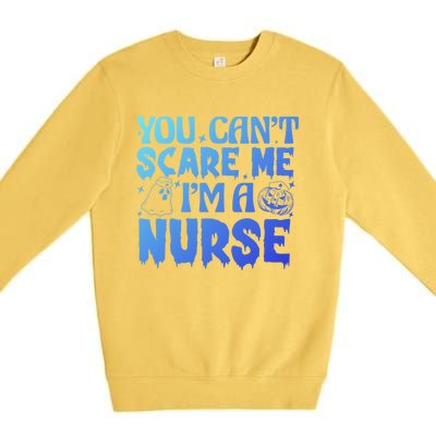 Ghost Pumpkin Spooky Halloween You Cant Scare Me Im A Nurse Gift Premium Crewneck Sweatshirt