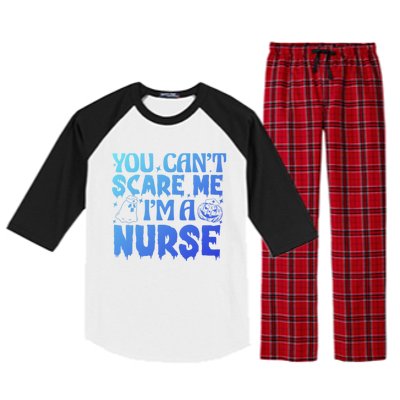 Ghost Pumpkin Spooky Halloween You Cant Scare Me Im A Nurse Gift Raglan Sleeve Pajama Set